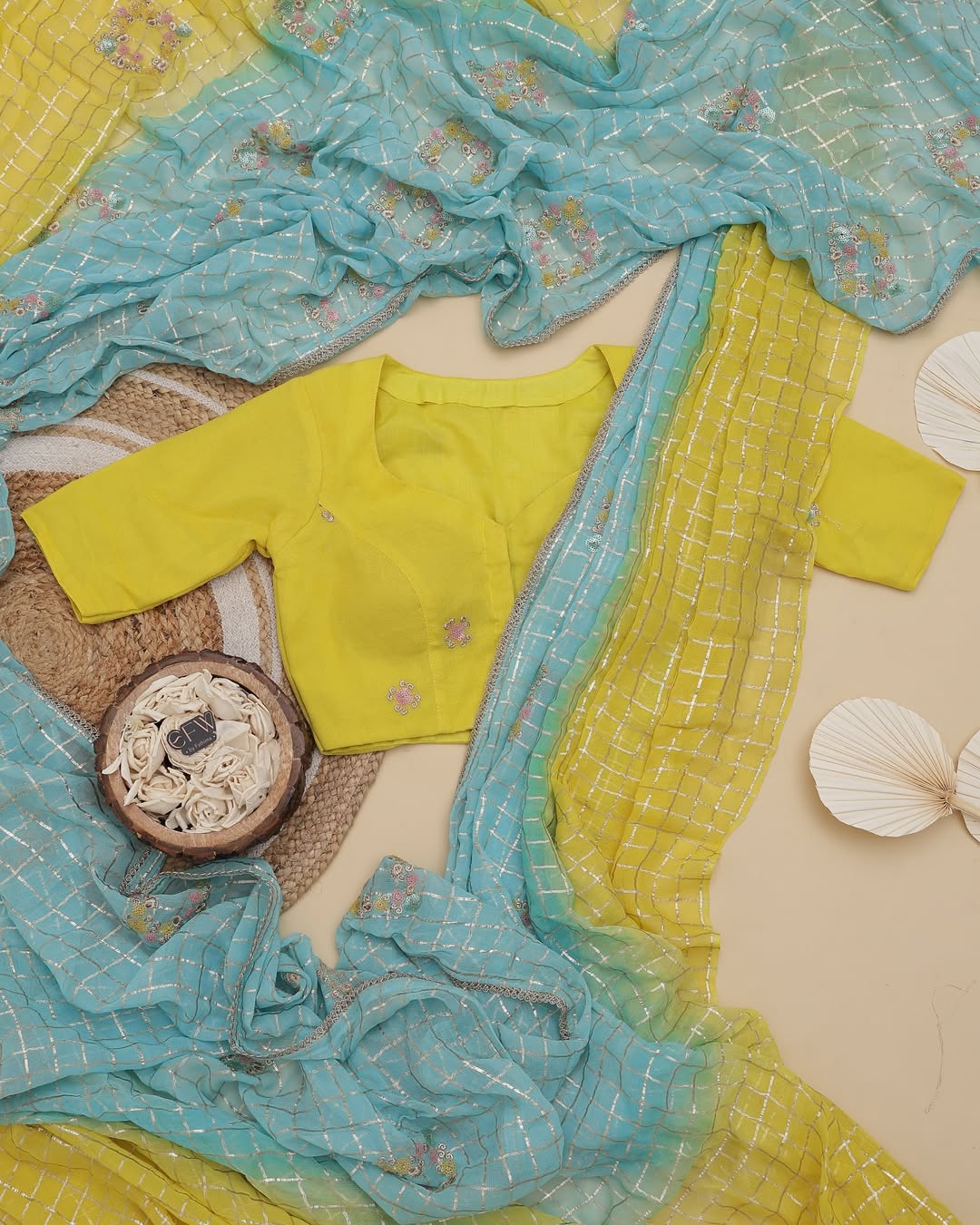 Zari Checks Viscose Weaving Saree with Chinnon Blouse – Party & Festive Wear