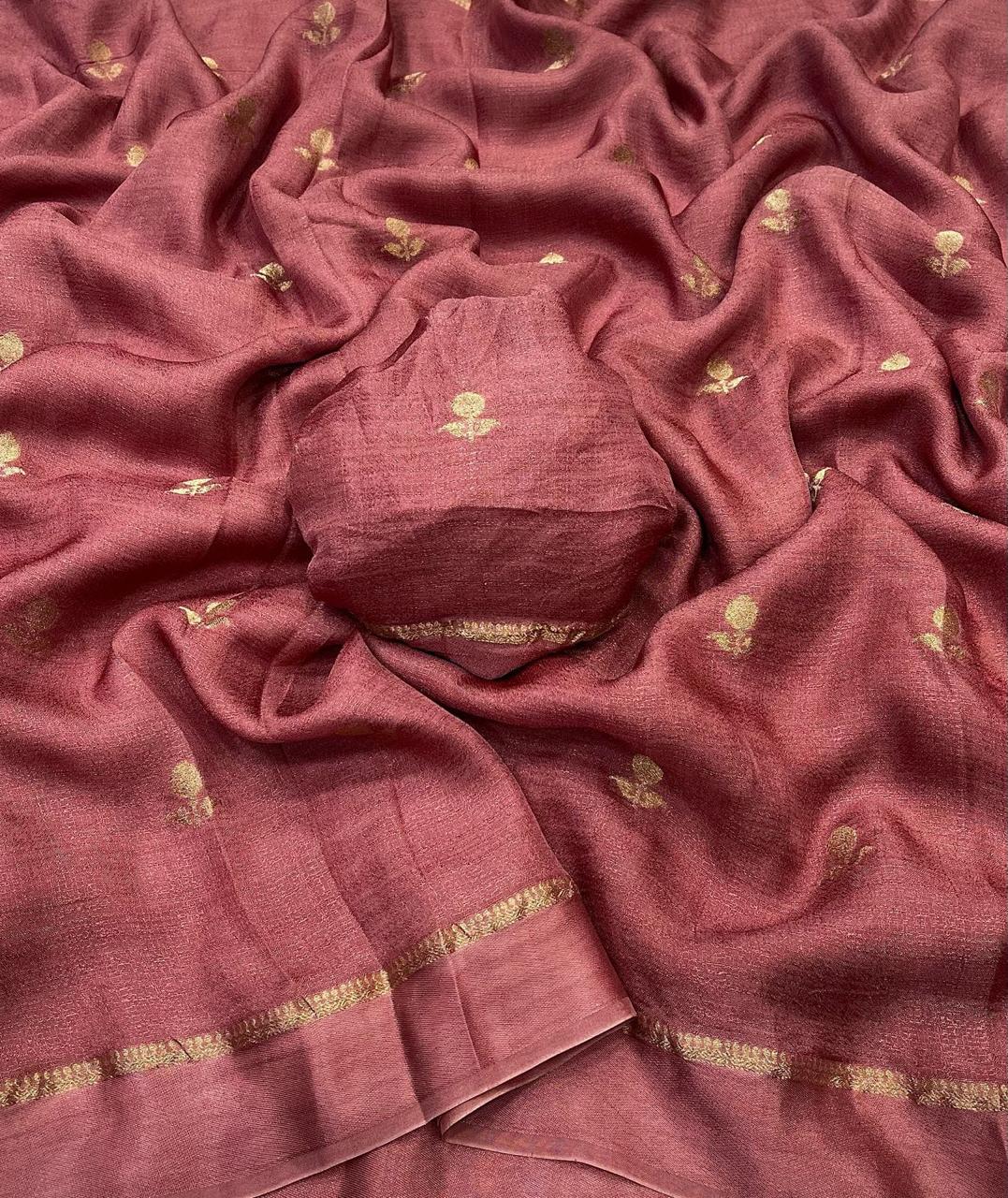 Cream Soft Viscose Khadi Silk Partywear Saree with Satin Border & Jacquard Design