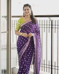 Violet Viscose Georgette Saree with Running Blouse – Elegant Partywear Collection