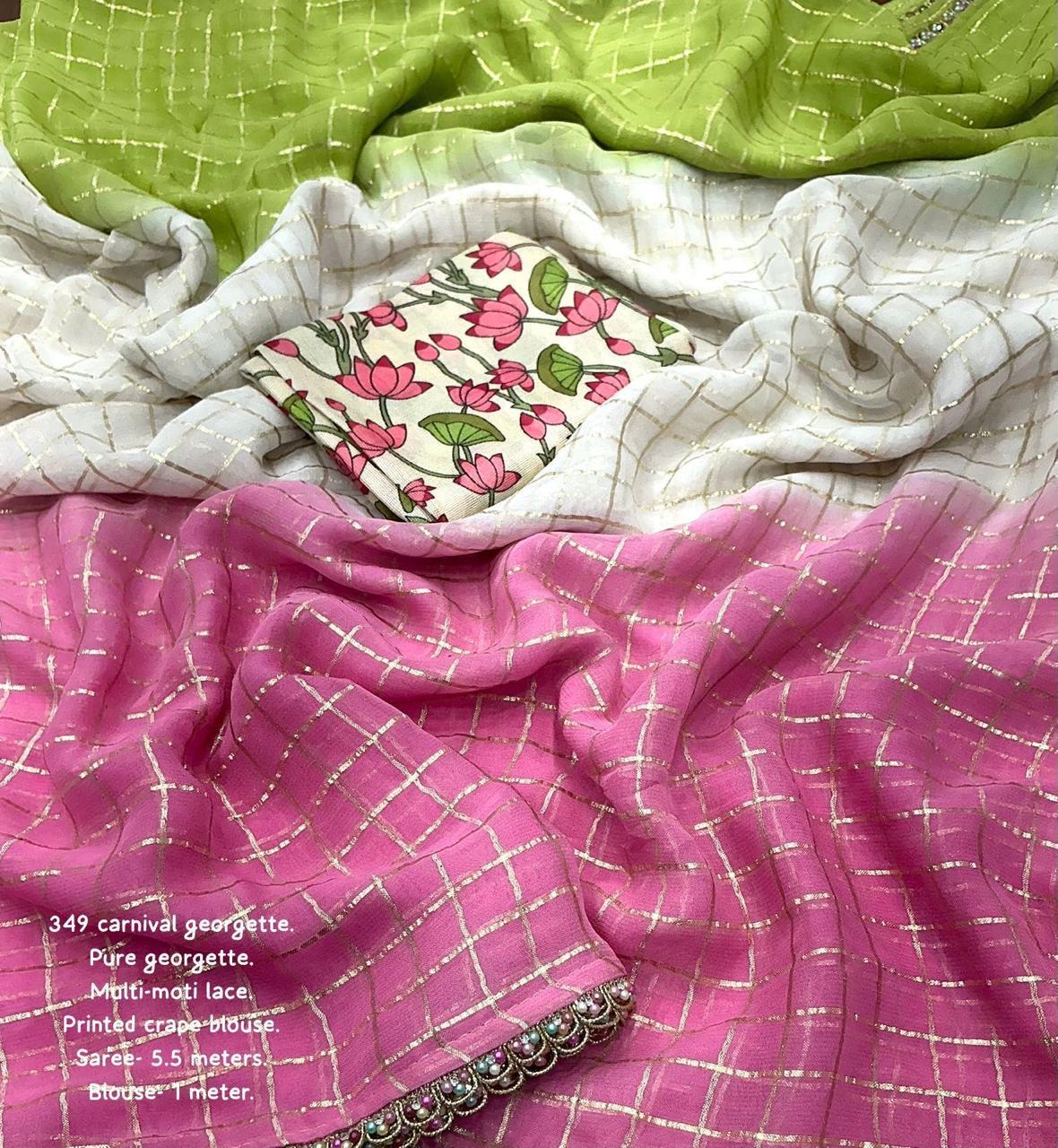 Zari Checks Viscose Weaving Saree with Chinnon Blouse – Party & Festive Wear