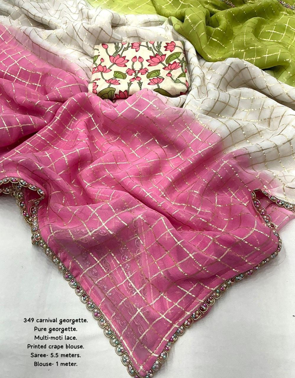 Zari Checks Viscose Weaving Saree with Chinnon Blouse – Party & Festive Wear