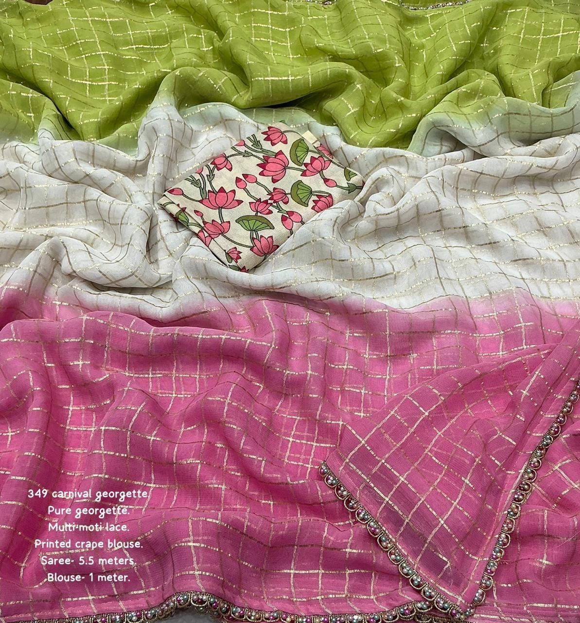 Zari Checks Viscose Weaving Saree with Chinnon Blouse – Party & Festive Wear