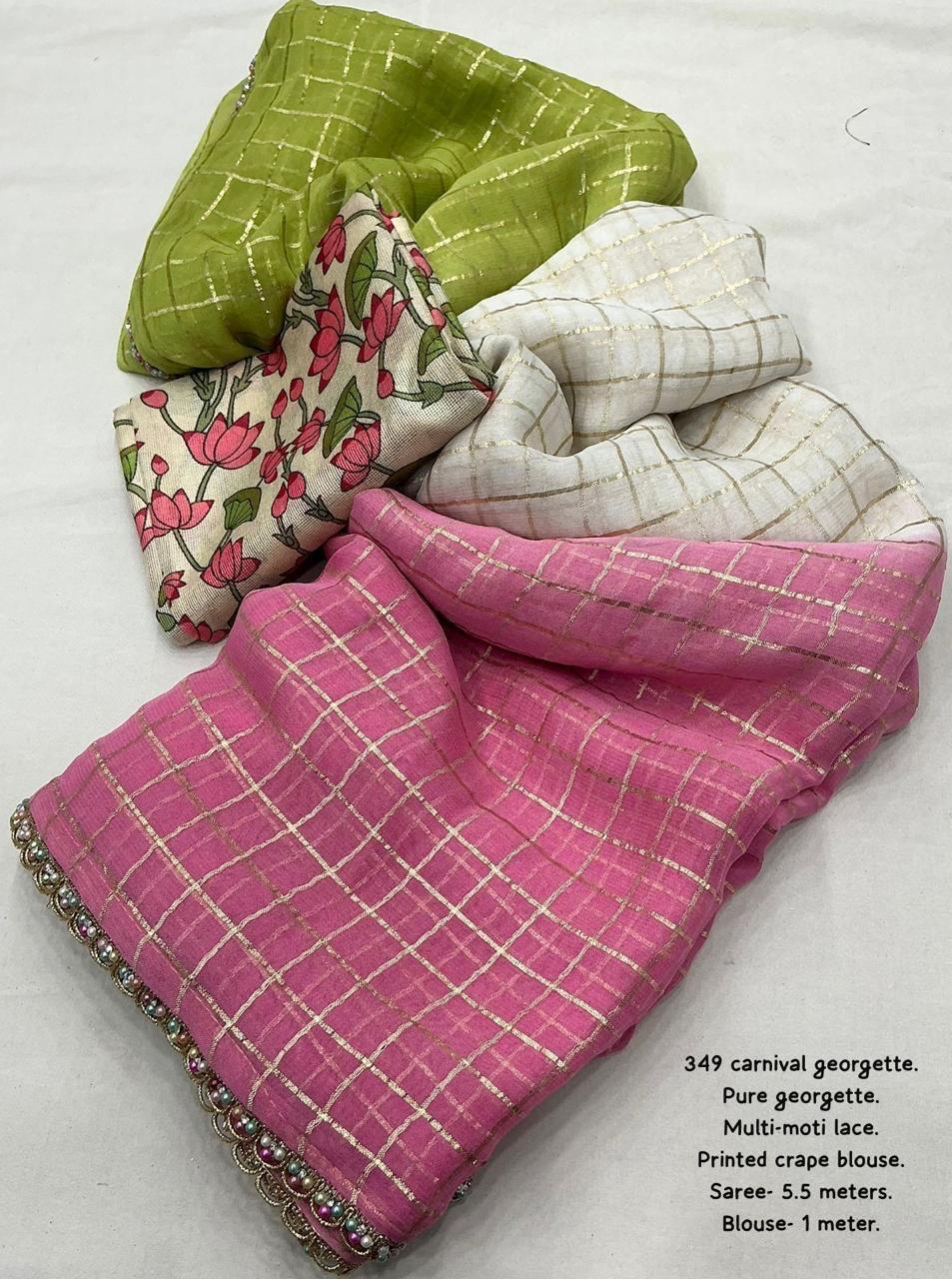 Zari Checks Viscose Weaving Saree with Chinnon Blouse – Party & Festive Wear