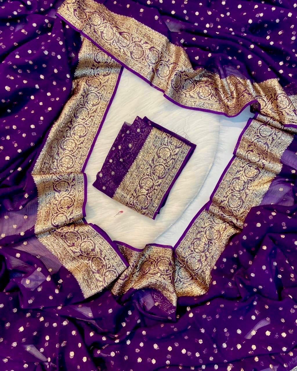 Violet Viscose Georgette Saree with Running Blouse – New Partywear Collection