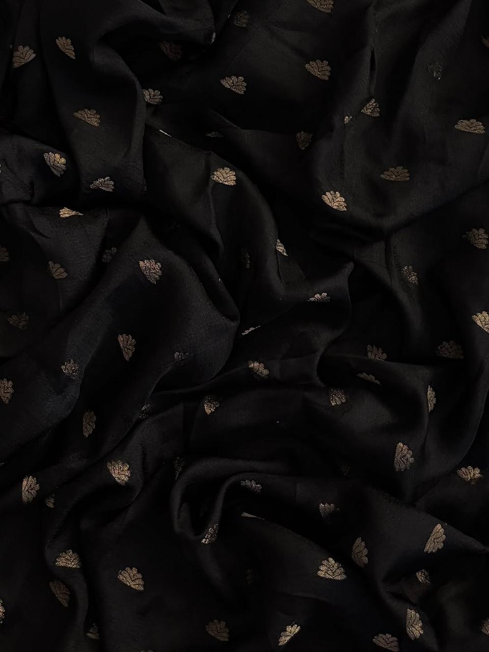Black Jute Viscose Saree with Running Blouse – Back in Stock Partywear