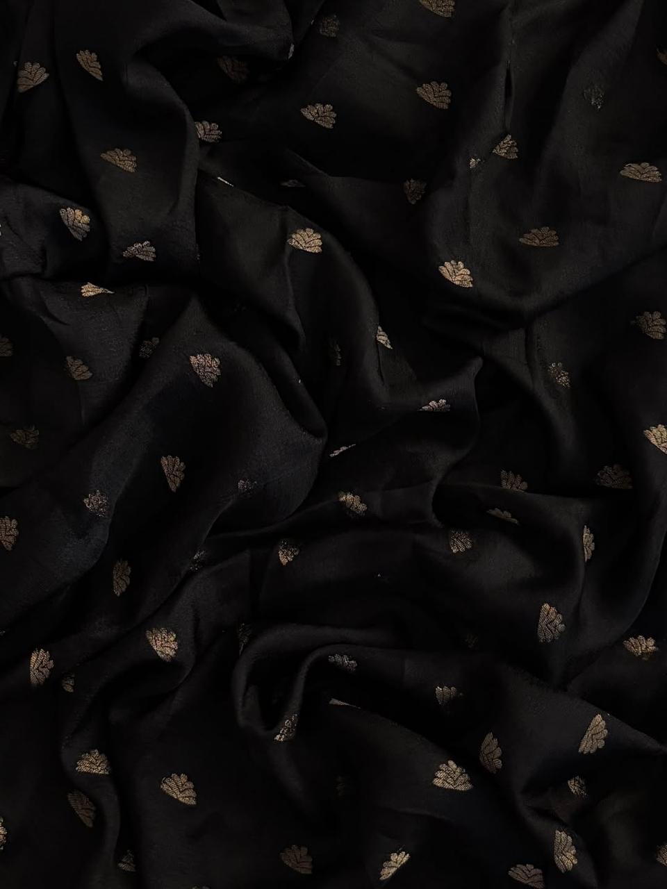 Black Jute Viscose Saree with Running Blouse – Back in Stock Partywear