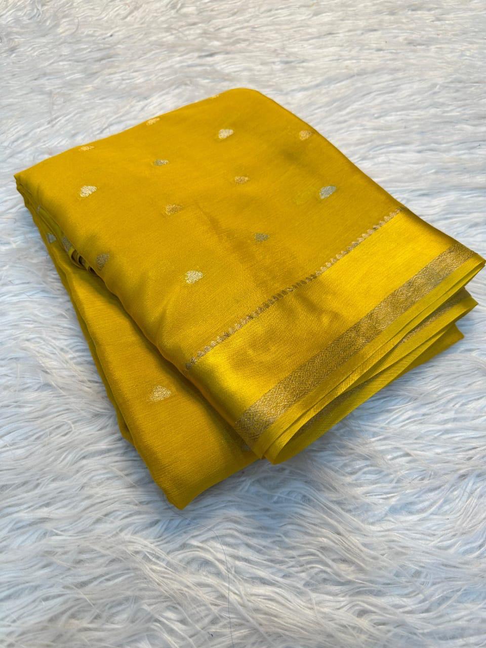 Violet Pure Chinon Viscose Saree with Matching Blouse – Restocked Partywear Collection