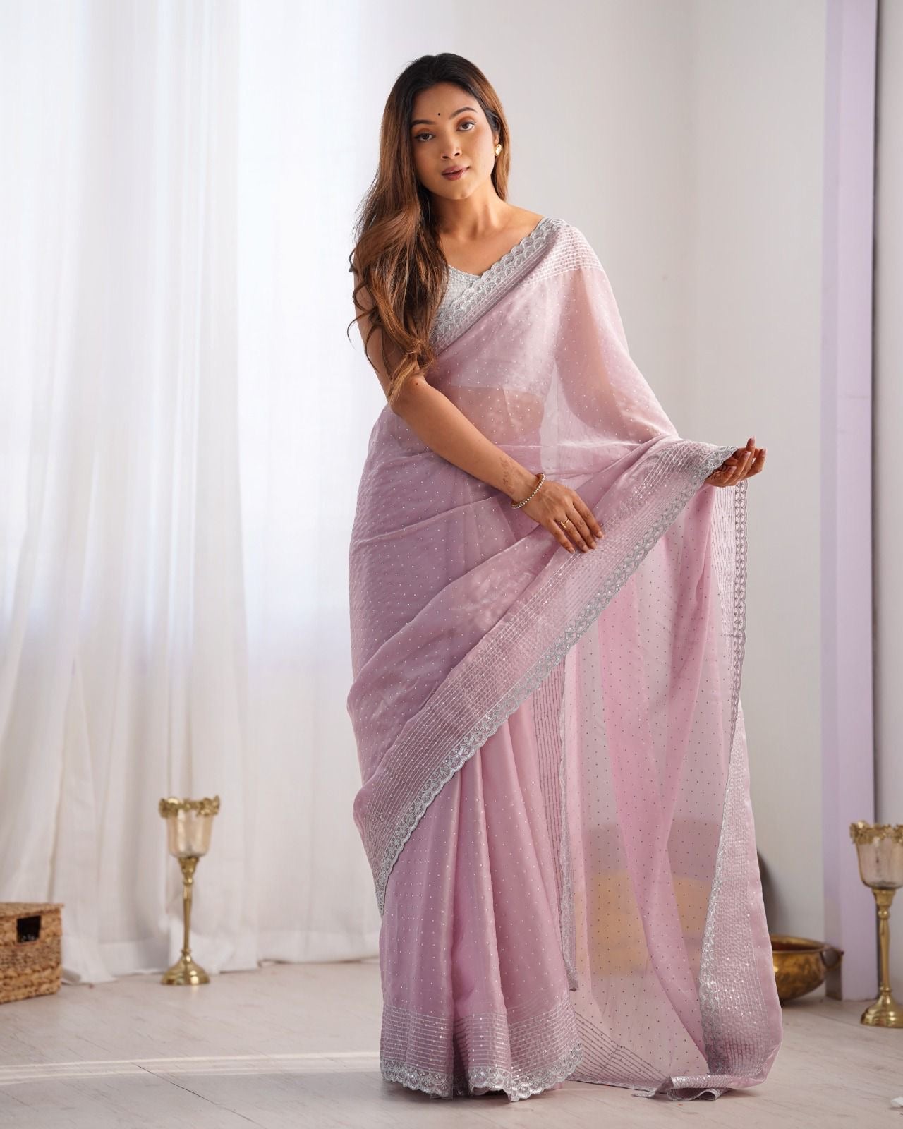 Zimi Chu Sequin Saree with Stone & Embroidery Work – Partywear Collection