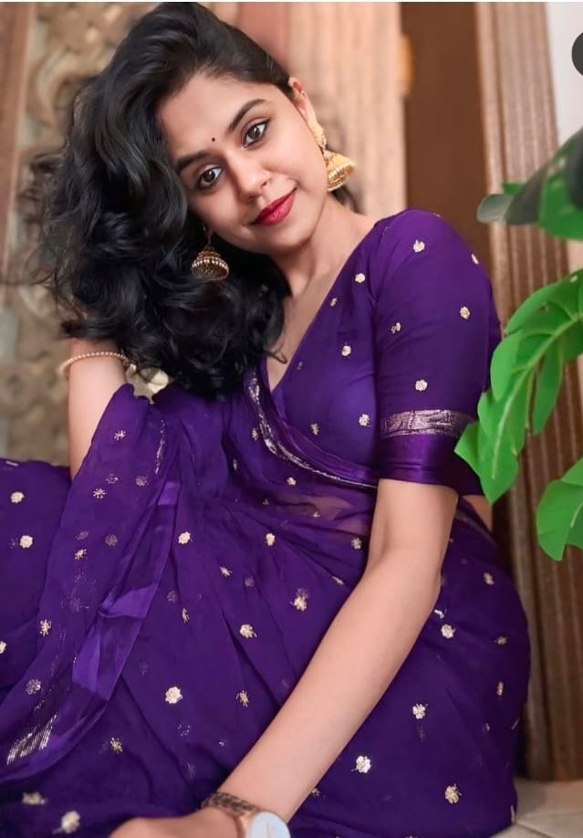 Violet Viscose Georgette Sequins Saree with Satin Border & Contrast Blouse – Partywear Collection