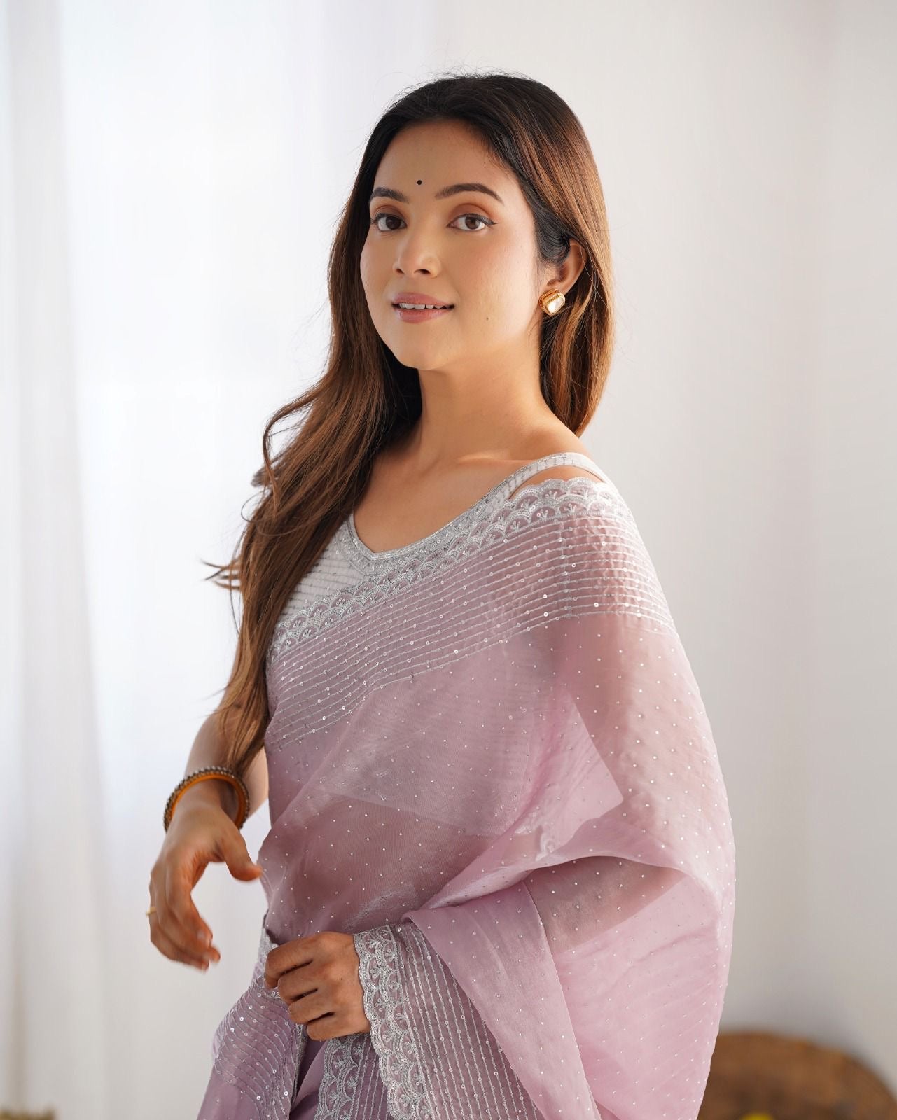 Zimi Chu Sequin Saree with Stone & Embroidery Work – Partywear Collection