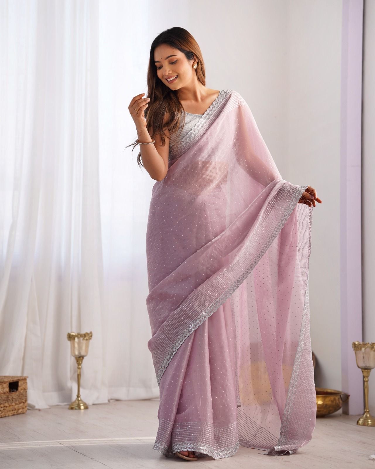 Zimi Chu Sequin Saree with Stone & Embroidery Work – Partywear Collection