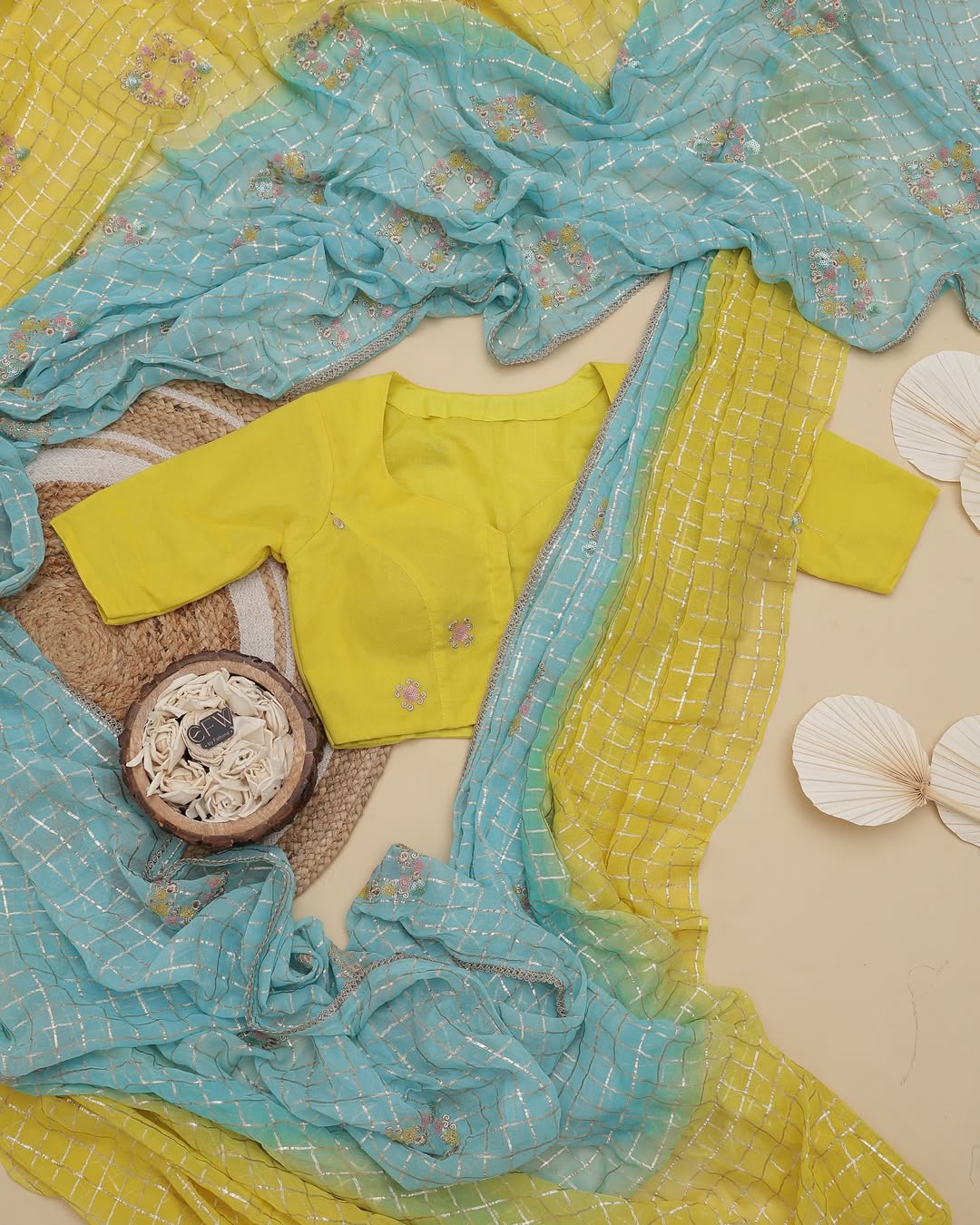 Zari Checks Viscose Weaving Saree with Chinnon Blouse – Party & Festive Wear