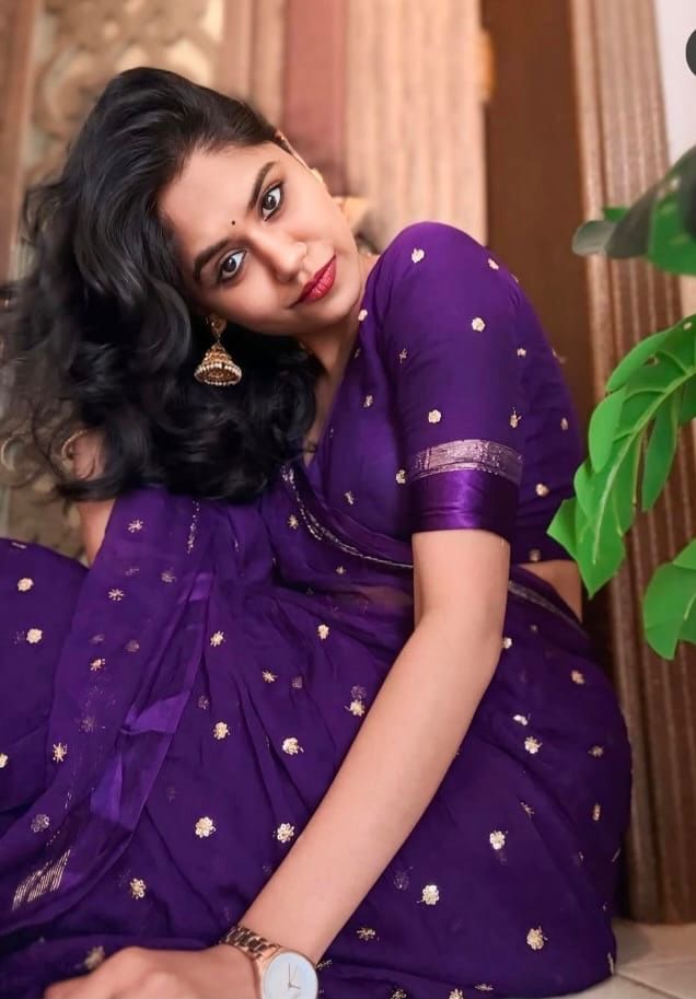 Violet Viscose Georgette Sequins Saree with Satin Border & Contrast Blouse – Partywear Collection