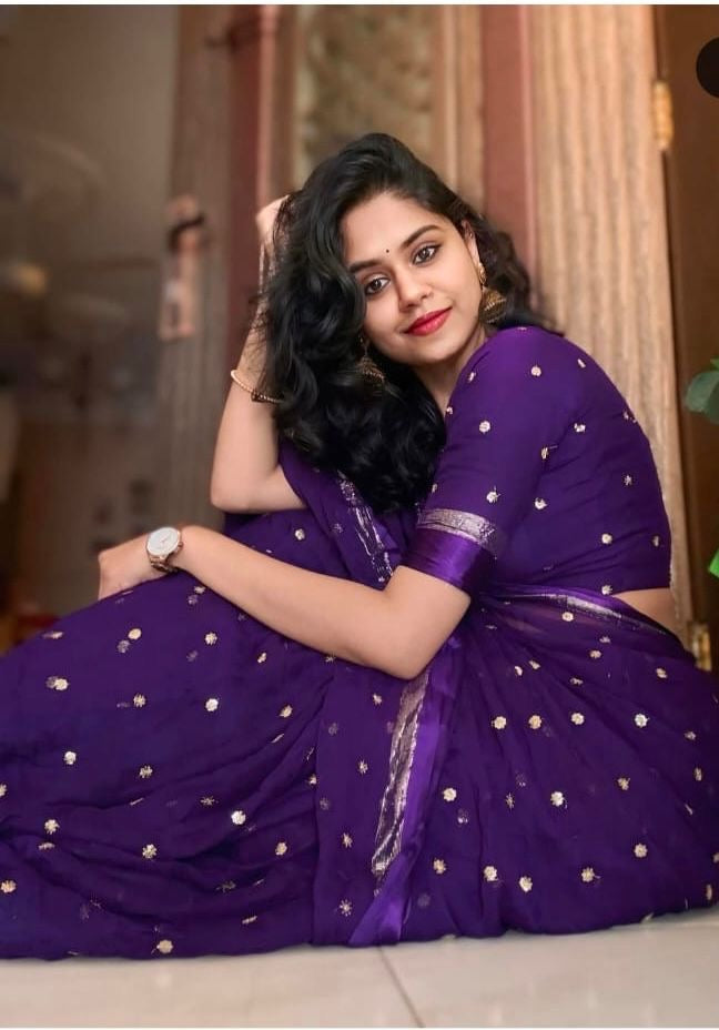 Violet Viscose Georgette Sequins Saree with Satin Border & Contrast Blouse – Partywear Collection