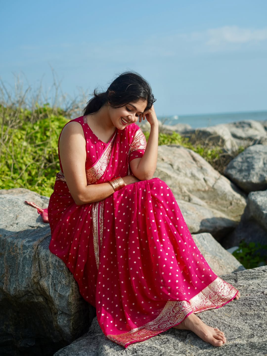 Pink Viscose Georgette Saree with Running Blouse – New Partywear Collection