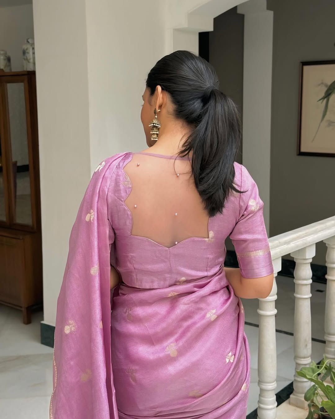 Light violet Soft Viscose Khadi Silk Partywear Saree with Satin Border & Jacquard Design