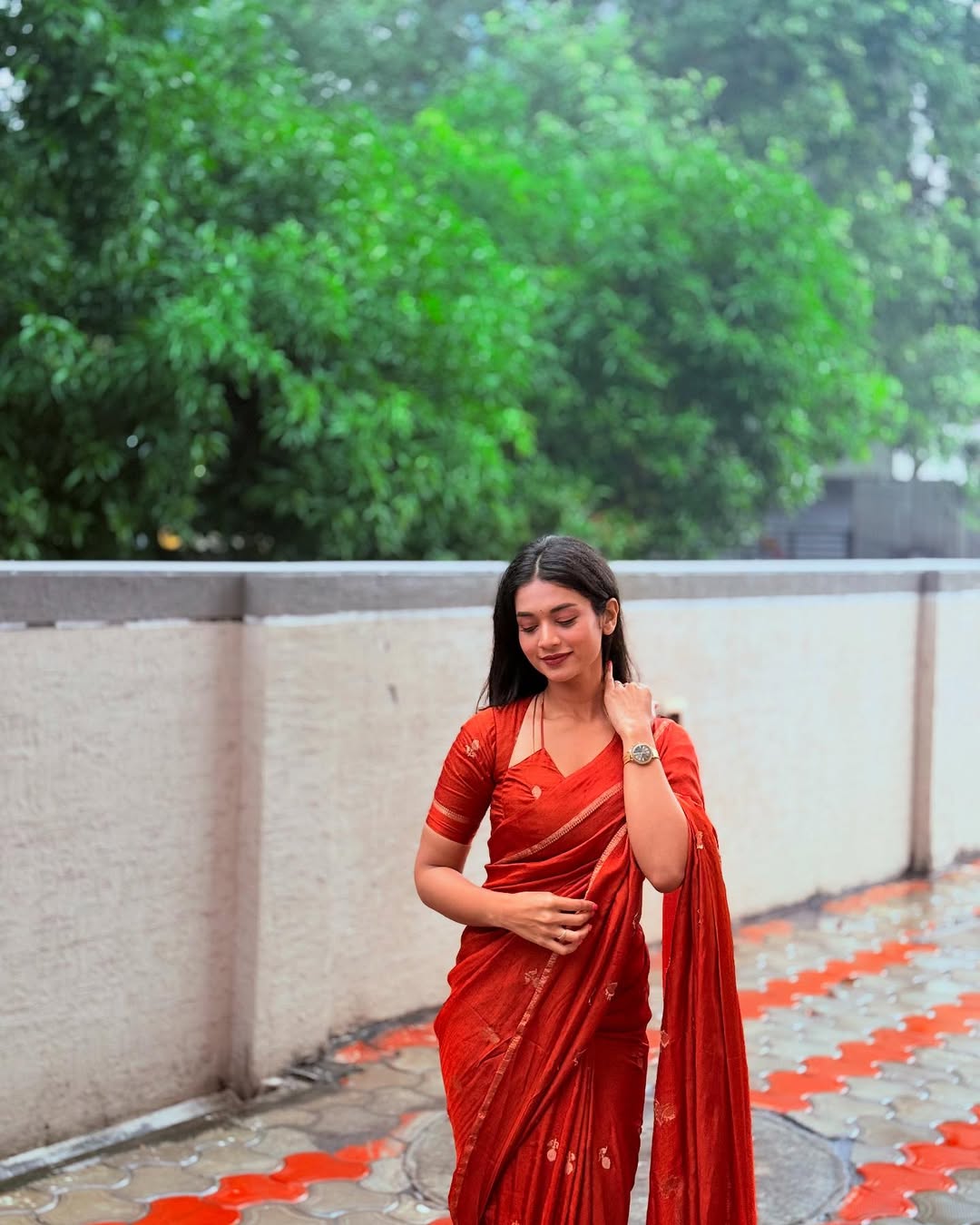 Fiery Orange Soft Viscose Khadi Silk Partywear Saree with Satin Border & Jacquard Design