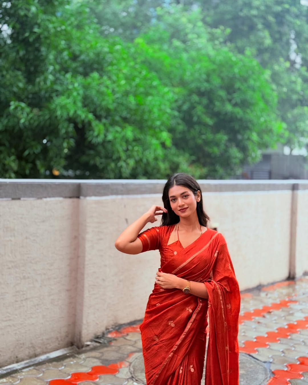 Fiery Orange Soft Viscose Khadi Silk Partywear Saree with Satin Border & Jacquard Design