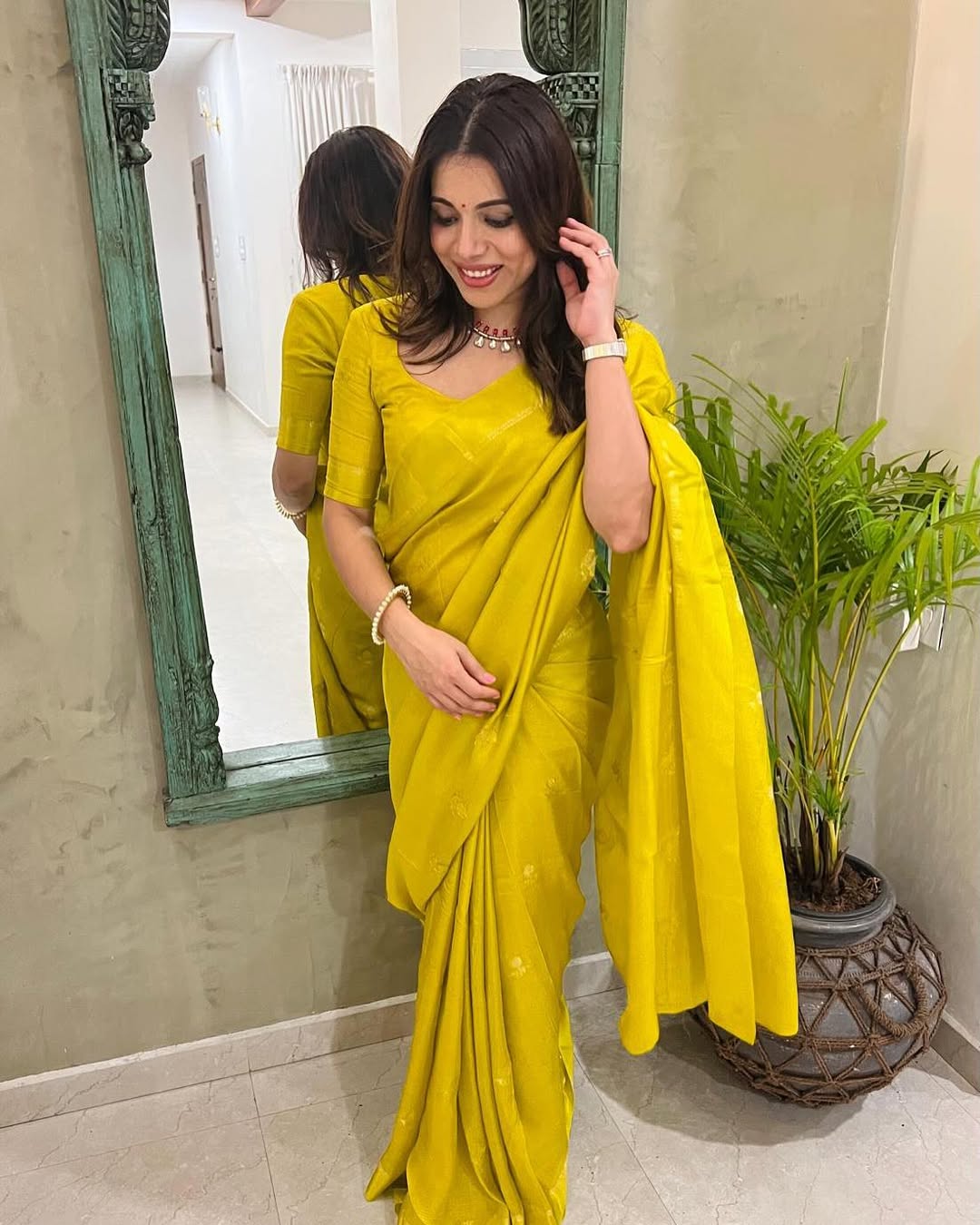 Light Green Soft Viscose Khadi Silk Partywear Saree with Satin Border & Jacquard Design