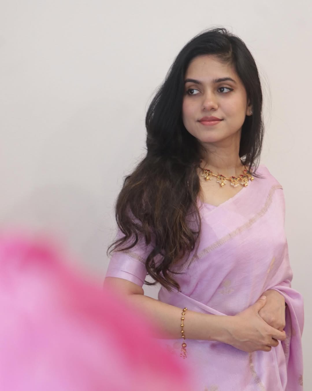 Pink Soft Viscose Khadi Silk Partywear Saree with Satin Border & Jacquard Design