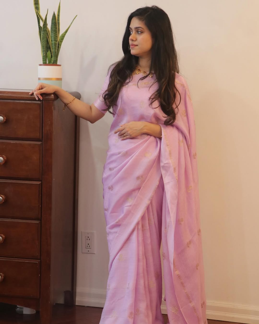 Pink Soft Viscose Khadi Silk Partywear Saree with Satin Border & Jacquard Design