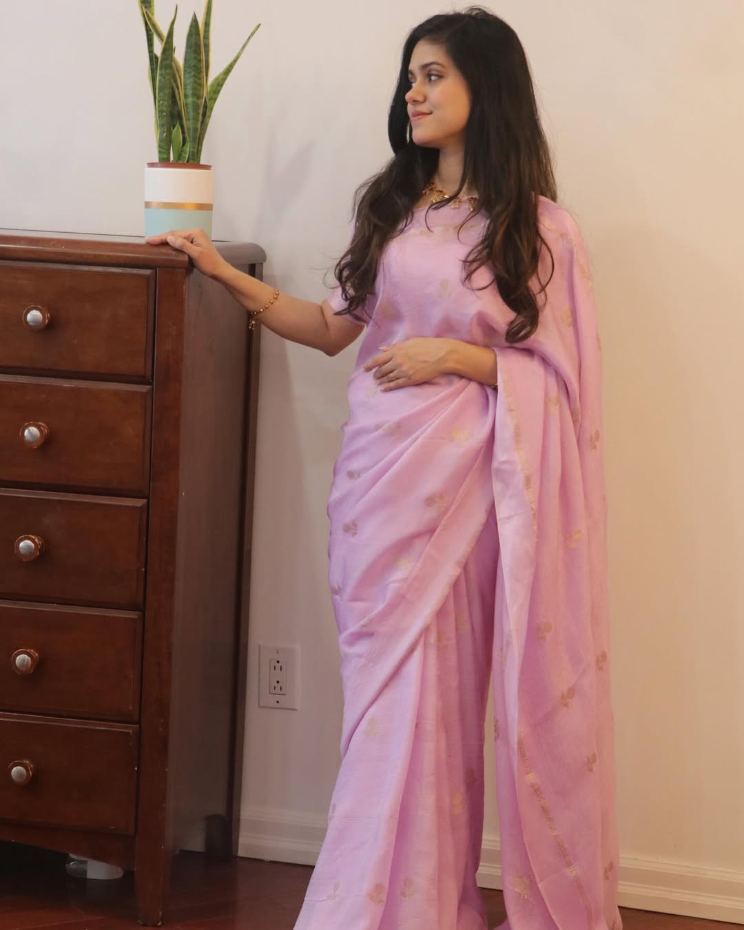 Pink Soft Viscose Khadi Silk Partywear Saree with Satin Border & Jacquard Design