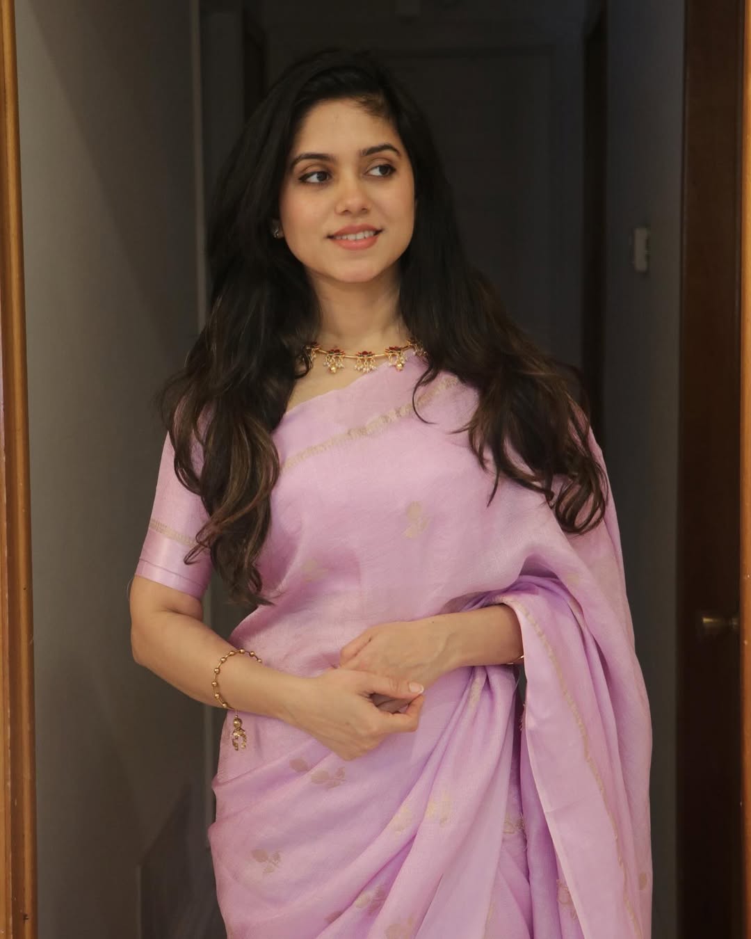 Pink Soft Viscose Khadi Silk Partywear Saree with Satin Border & Jacquard Design