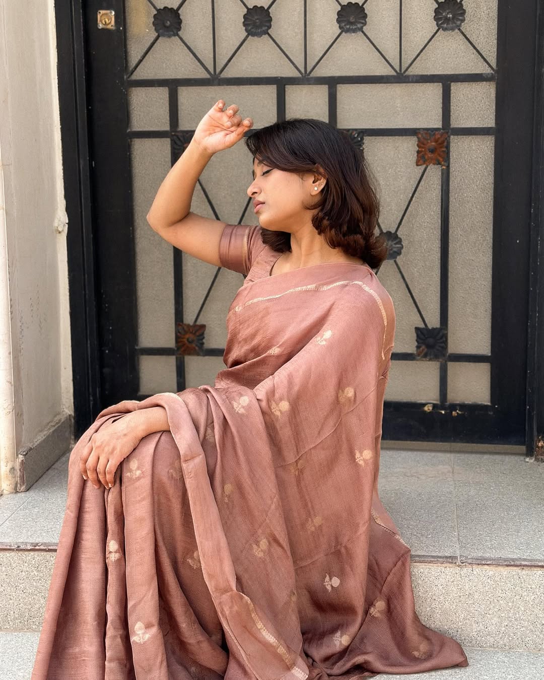 Cream Soft Viscose Khadi Silk Partywear Saree with Satin Border & Jacquard Design