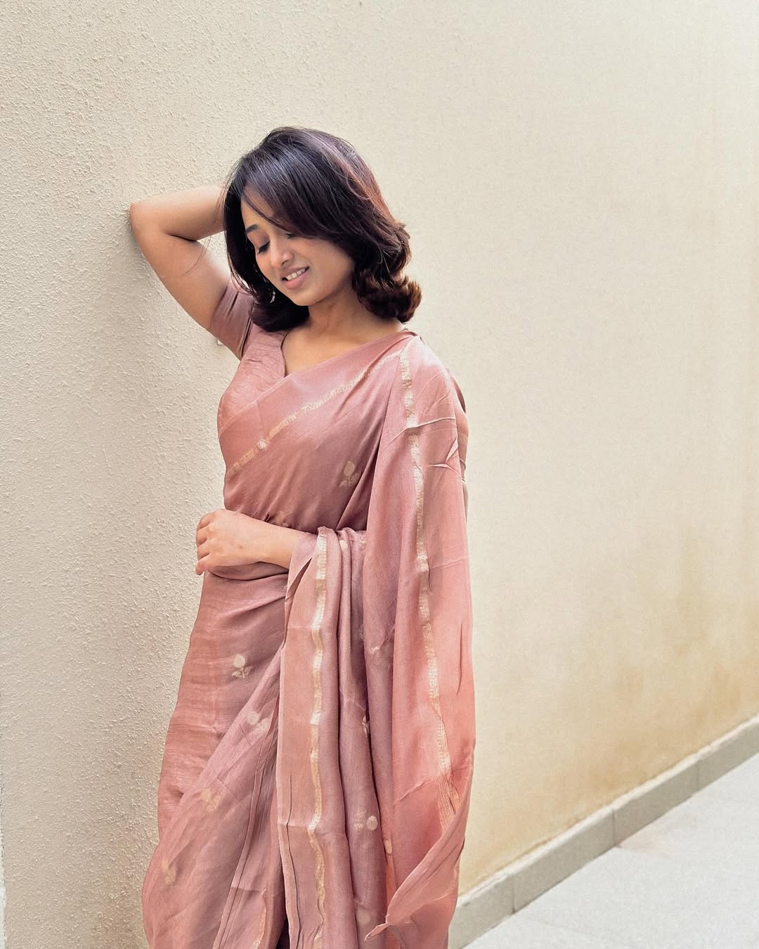 Cream Soft Viscose Khadi Silk Partywear Saree with Satin Border & Jacquard Design