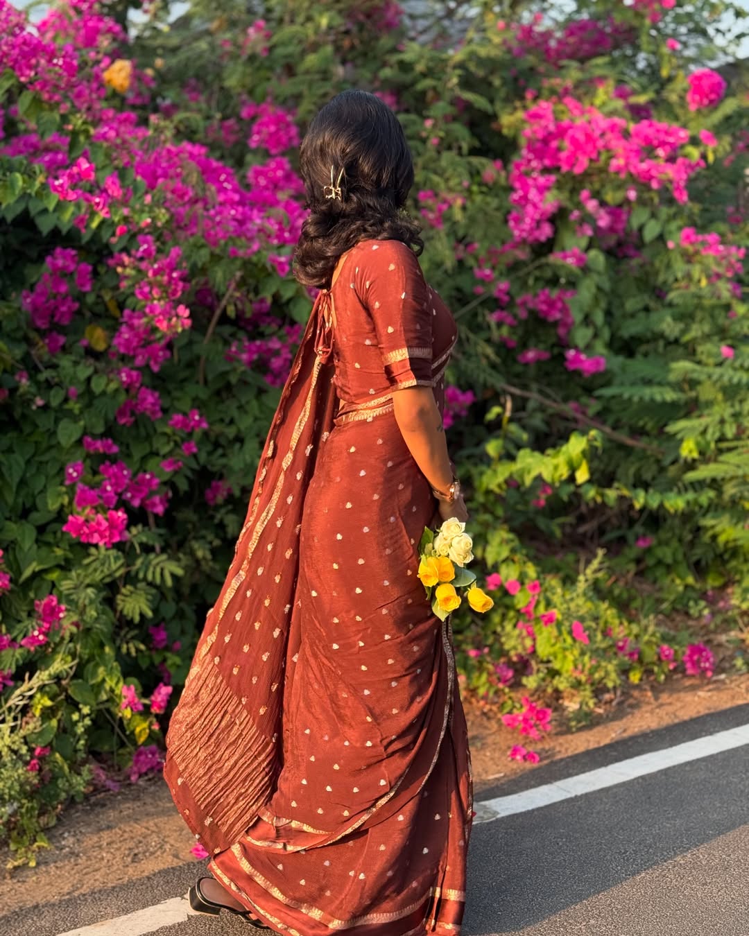 Brown Violet Pure Chinon Viscose Saree with Matching Blouse – Restocked Partywear Collection