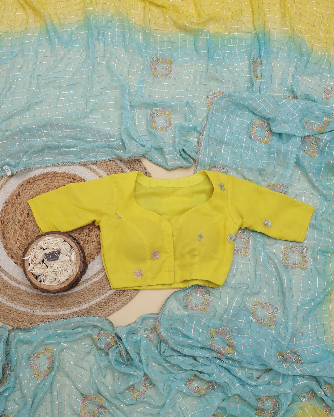 Zari Checks Viscose Weaving Saree with Chinnon Blouse – Party & Festive Wear