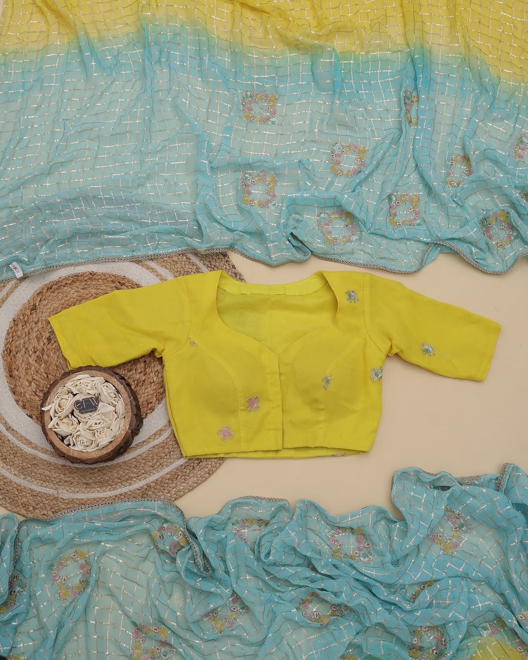 Zari Checks Viscose Weaving Saree with Chinnon Blouse – Party & Festive Wear