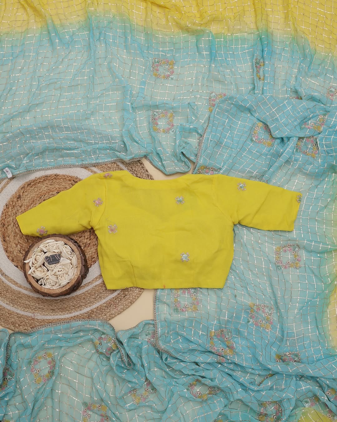 Zari Checks Viscose Weaving Saree with Chinnon Blouse – Party & Festive Wear