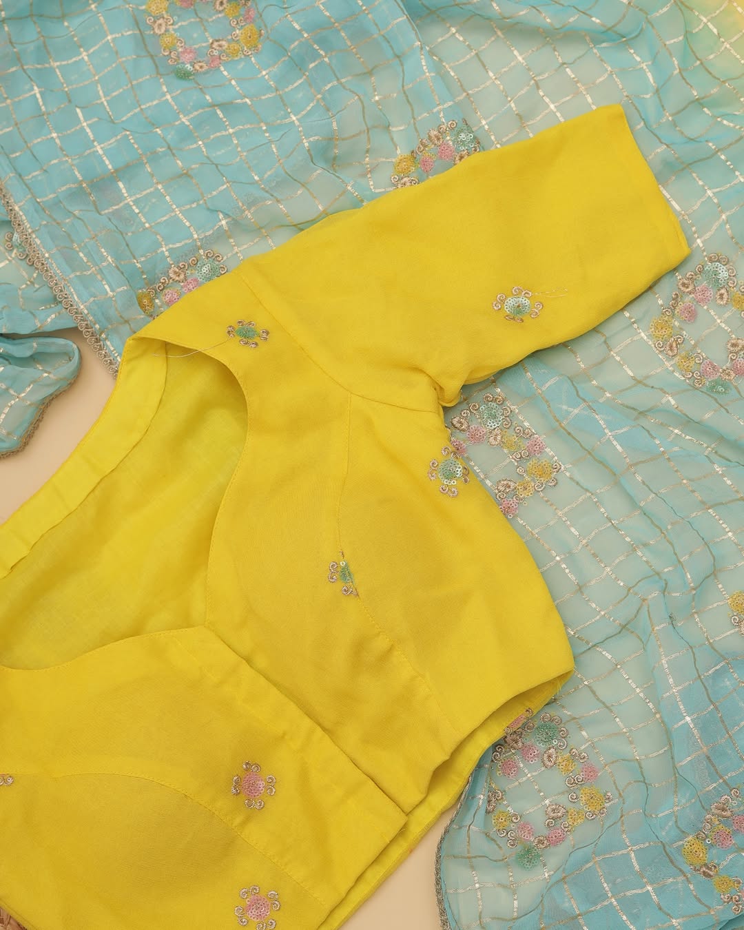 Zari Checks Viscose Weaving Saree with Chinnon Blouse – Party & Festive Wear