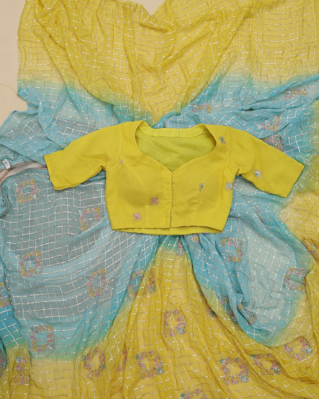 Zari Checks Viscose Weaving Saree with Chinnon Blouse – Party & Festive Wear