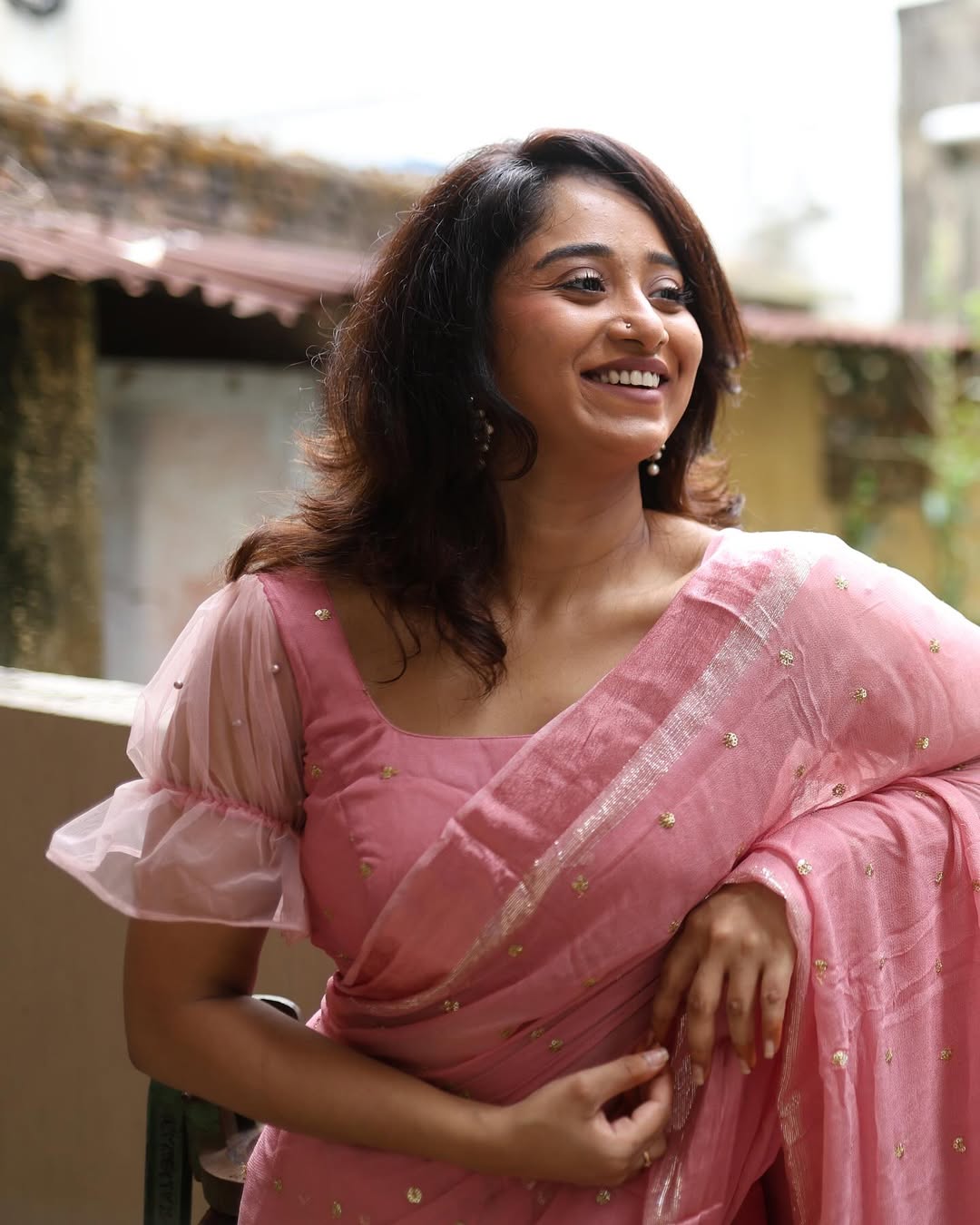 Pink Viscose Georgette Sequins Saree with Satin Border & Contrast Blouse – Partywear Collection