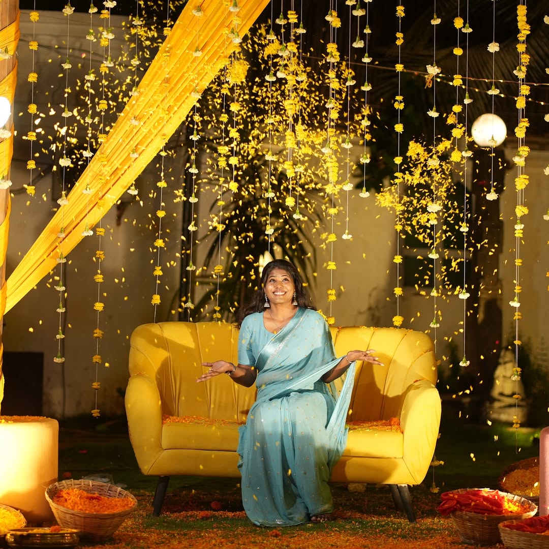 Light Blue Viscose Georgette Sequins Saree with Satin Border & Contrast Blouse – Partywear Collection