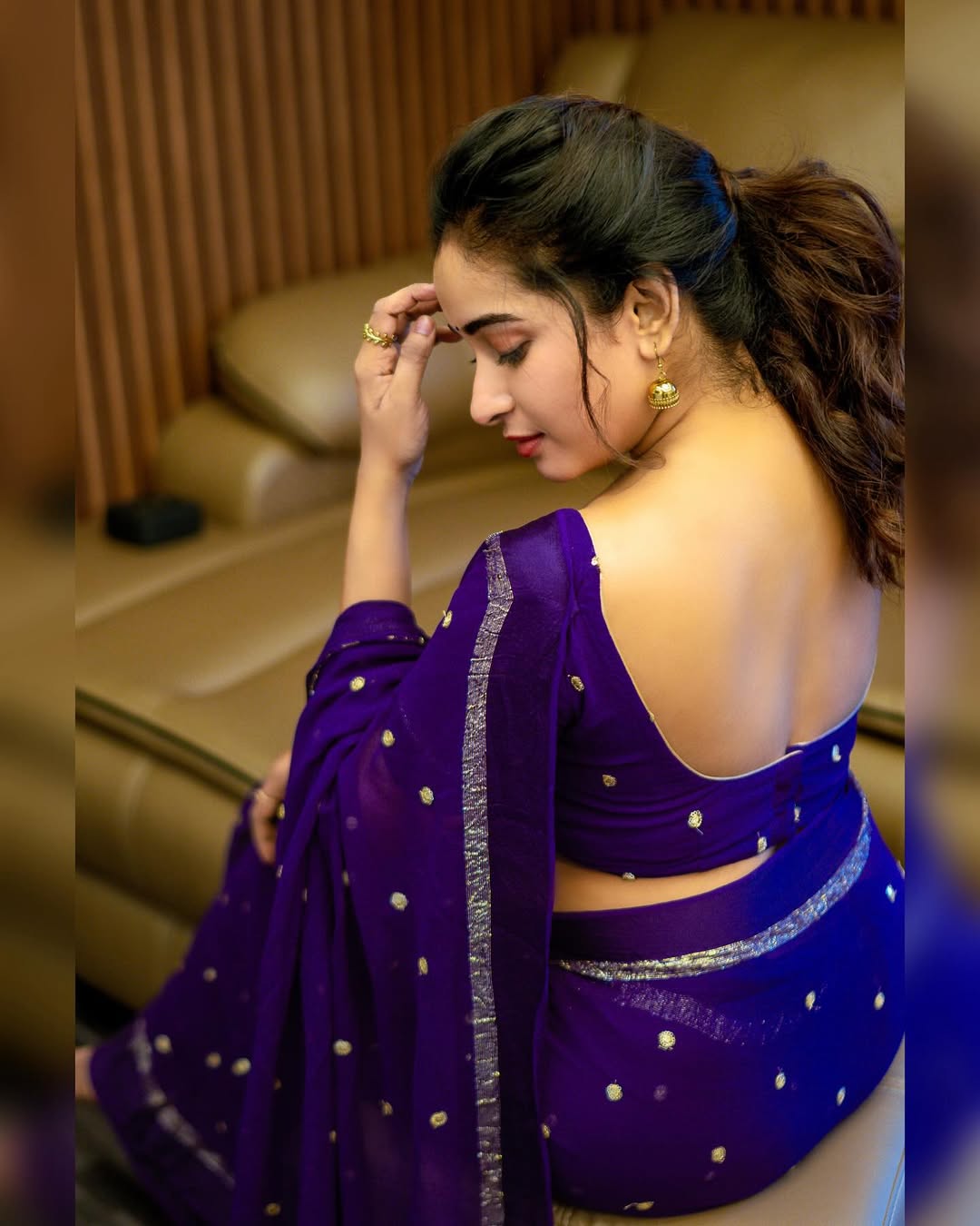 Blue Viscose Georgette Sequins Saree with Satin Border & Contrast Blouse – Partywear Collection