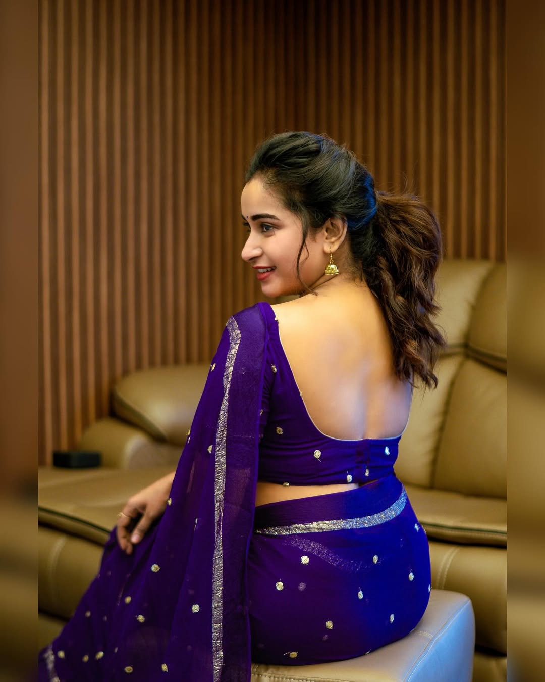 Blue Viscose Georgette Sequins Saree with Satin Border & Contrast Blouse – Partywear Collection