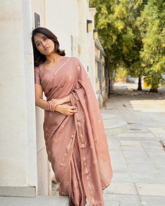 Cream Soft Viscose Khadi Silk Partywear Saree with Satin Border & Jacquard Design