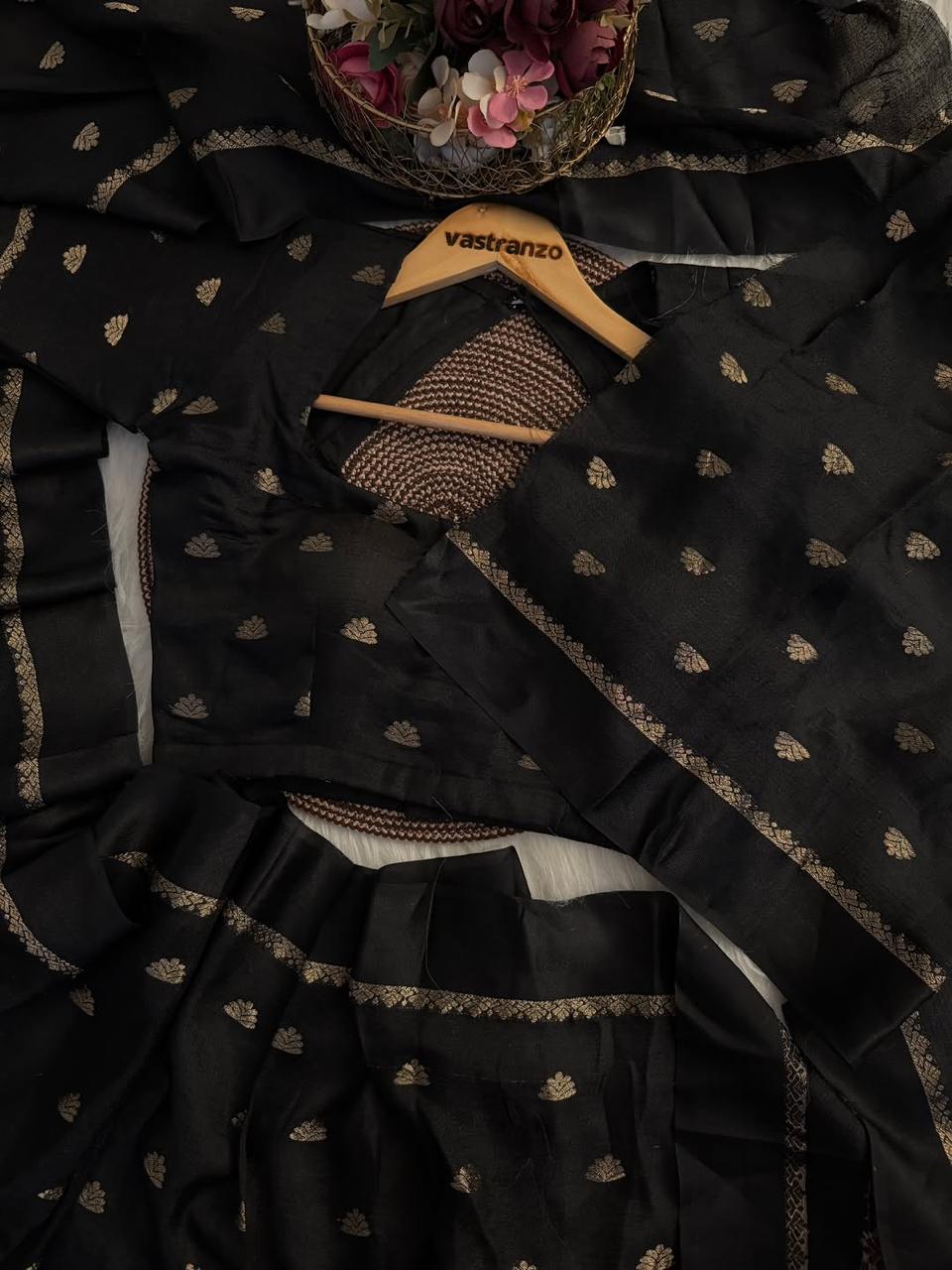 Black Jute Viscose Saree with Running Blouse – Back in Stock Partywear