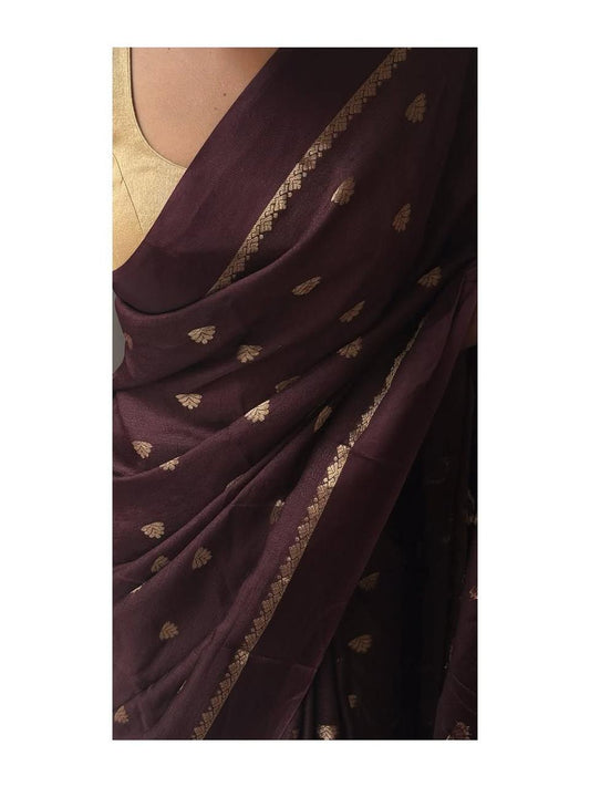 Brown Jute Viscose Saree with Running Blouse – Back in Stock Partywear