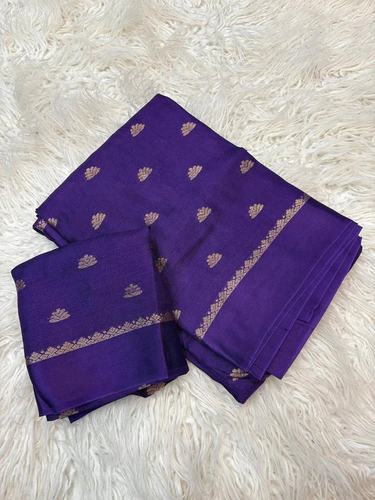 Violet Jute Viscose Saree with Running Blouse – Back in Stock Partywear